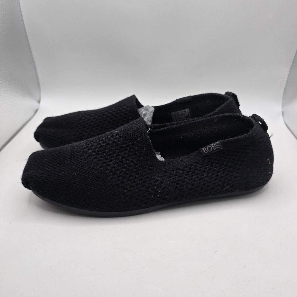 BOBS from Skechers Women's Black Slip On Knit Memory Foam Flats US 8 EUR 38